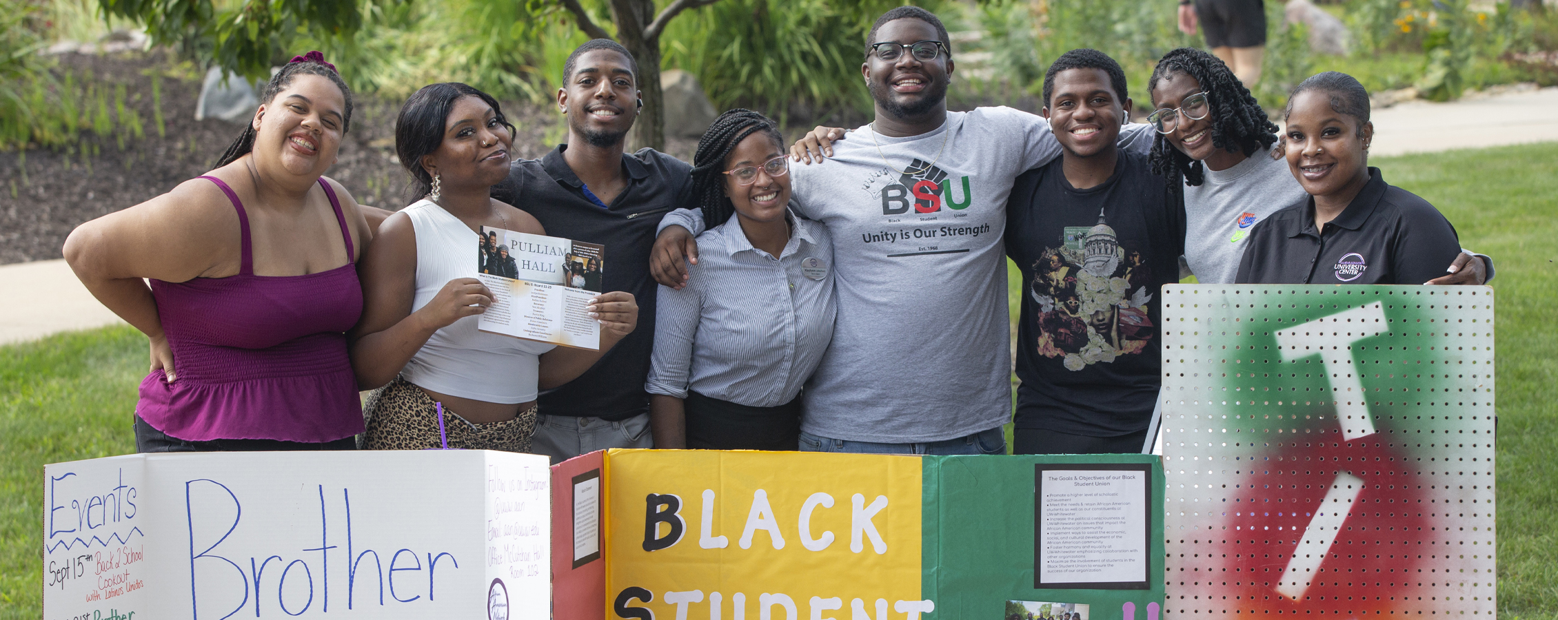Students from Black Student Union pose during the involvement fair.